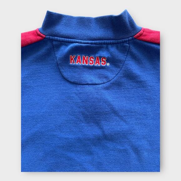 Vintage Kansas KU Jayhawks Embroidered Logo 1/4 Zip Pullover Sweatshirt sz XXL - Picture 2 of 9